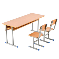Chaise de bureau double moderne en bois grainé, confortable, pour étudiants, vente en gros d'usine, couleur personnalisée OEM, réglable, pour l'apprentissage scolaire 2