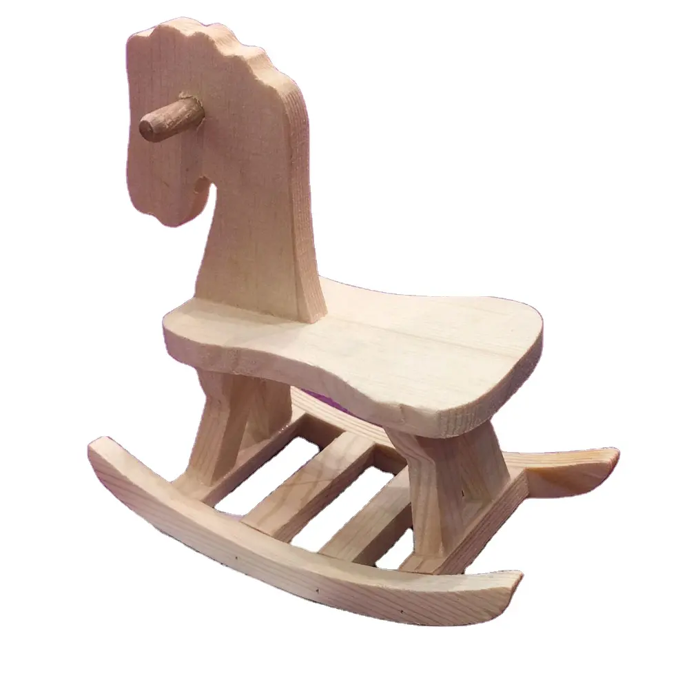 Mooie Ontwerp Woondecoratie Onvoltooide Houten Paard Seat Houtsnijwerk Craftes Paard Zetels Voor Kerst