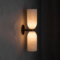 Lampes murales LED en albâtre espagnol naturel, cadre en laiton, style moderne français vintage, chambre à coucher, salon, hôtel, couloir
