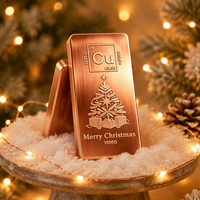 Barres de cuivre de Noël 1 kg, pureté 99,9 %, gravées au laser, finition brossée, cadeau