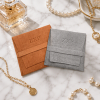 Pochette à bijoux en microfibre suédée de qualité supérieure ZXF 4 pouces x 4 pouces avec boîte et carte intérieure