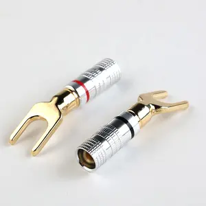 Speaker Connector U Spade Terminal 24K Gold Plated Anodization Banana Plug Used For Less Than 32V