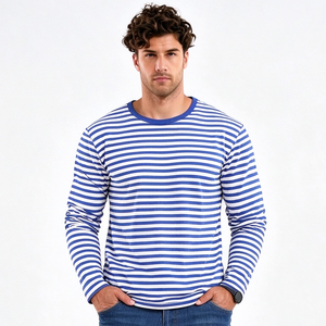 Casual Mens and <b>Womens</b> Wholesale Striped <b>T</b>-<b>shirt</b> 100% Cotton Custom Sailors Stripe <b>Long</b> Sleeve <b>t</b> <b>Shirt</b> <b>for</b> Unisex - Product Image 1