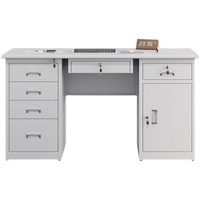 Bureau d'ordinateur en acier ignifuge monoplace, durable, facile à assembler, design moderne et écologique, tiroir verrouillable, pour hôpital et école