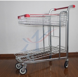 2 Tingkat Platform <span class=keywords><strong>Cart</strong></span> Gudang Order Picking Carts <span class=keywords><strong>Warehouse</strong></span> Pick Carts - Product Image 3