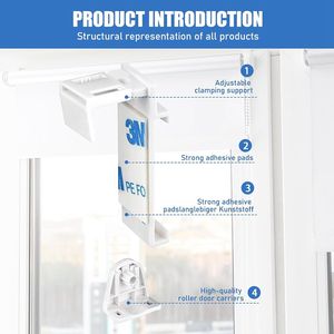 11 pièces support de <span class=keywords><strong>tringle</strong></span> à rideau en métal auto-adhésif durable Installation facile <span class=keywords><strong>sans</strong></span> perçage comprend des crochets de tige - Product Image 2