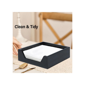 Servettenhouder voor op tafel, houten servetdispenser met grote zijopening voor papieren servetten, vierkante servettenhouder in boerderijstijl - Product Image 4