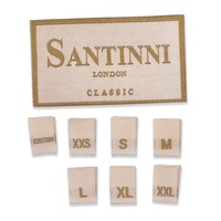 Étiquettes de vêtements de luxe personnalisées en papier tissé avec logo en relief et impression sérigraphique pour vêtements