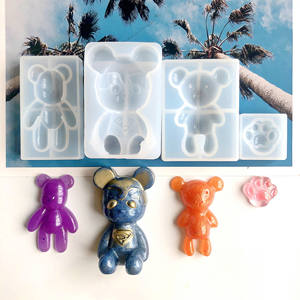 Ys gros ours dos plat Silicone moule <span class=keywords><strong>bonbons</strong></span> savon résine époxy artisanat faisant ensemble d'outils pour gâteau Fondant et <span class=keywords><strong>sucre</strong></span> bricolage - Product Image 4