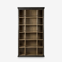 Vitrine ouverte en chêne de style provincial français pour salon avec rails métalliques, meuble de rangement en bois, sur mesure OEM ODM.