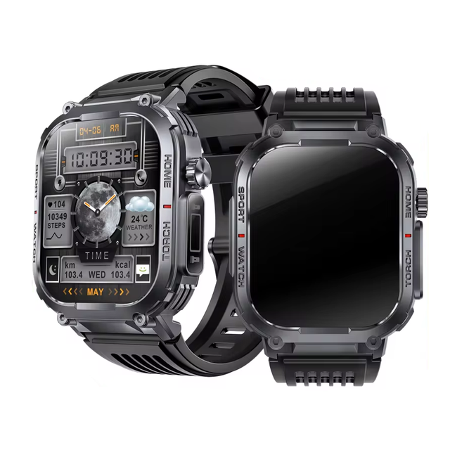 Men's Smartwatch S320b Square Alarm Clock with Lighting Function Compass 2.02 Inch TFT Rubber Sports Outdoor Fitness Band