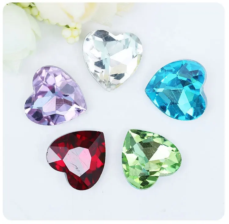 6*27mm 22 colors Lovely Heart Glass Fancy Rhinestones for Art Decoration Jewelry Making