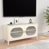 Meuble de salon moderne, meuble TV en métal, support TV réglable avec rangement, meuble en métal à 2 portes, unité de rangement pour la maison