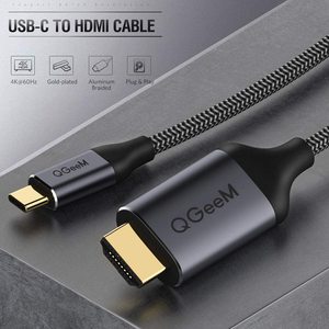 <span class=keywords><strong>C</strong></span>âble QGeeM USB <span class=keywords><strong>C</strong></span> vers HDMI 2.0 4K60Hz, plaqué or, en aluminium tressé, Plug & Play pour MacBook, ordinateur portable, téléphone, moniteur, téléviseur, projecteur - Product Image 2