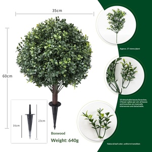 Plantes vertes artificielles en pot, imitant des arbres décoratifs (Cyprès, Eucalyptus, Buxus, Lavande), à insérer dans le sol - Product Image 6