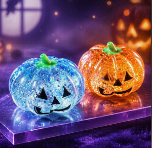 Halloween <b>Glitter</b> Pumpkin Squishy Transparent TPE Maltose Stress <b>Ball</b> Liquid Glow Flow Squeeze Fidget Toy Girls Party - Product Image 1