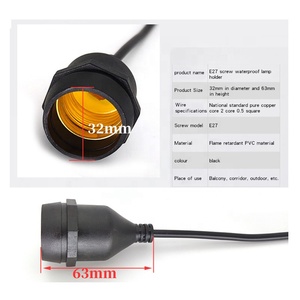 Dây ngoài trời ổ cắm vít cơ sở <span class=keywords><strong>E27</strong></span> giữ không thấm nước với <span class=keywords><strong>E27</strong></span> Đèn chủ sở hữu cơ sở - Product Image 4