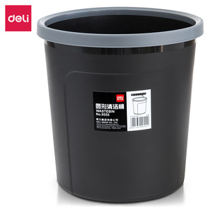 Deli Round Waste Bin 9L Black Office Cleaning Bucket Indoor Use - Product Image 1