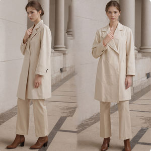 Hanruisi <span class=keywords><strong>Femme</strong></span> <span class=keywords><strong>Beige</strong></span> <span class=keywords><strong>Trench</strong></span> Coat Double Boutonnage Revers <span class=keywords><strong>Mi</strong></span>-<span class=keywords><strong>long</strong></span> Survêtement Chic Casual Pardessus - Product Image 1