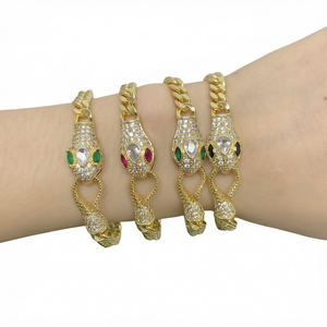 Bracelet en Chaîne Serpent Plaqué Or, Bracelet en Laiton, Bijoux Hip Hop pour Femmes ORIGINAL - Product Image 1
