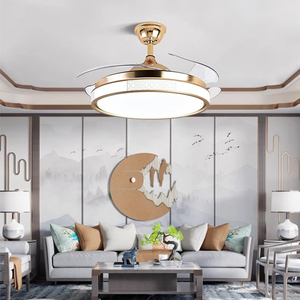 Fandelier Crystal Ventilador de techo Luz Led Remoto Moderno Invisible Retráctil Araña Sala de estar Garantía de 5 años - Product Image 5