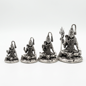 Paquete de 4 Estatuas de Dios Shiva en Plata Pura, Esculturas Religiosas Plateadas para Decoración del Hogar o Templo - Product Image 3