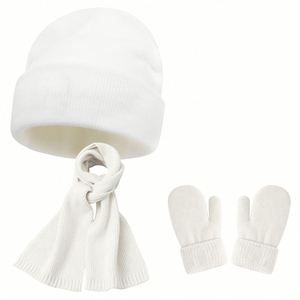 Ensemble bonnet, gants et écharpe tricotés pour enfants, automne-hiver, chauds et confortables - Product Image 4