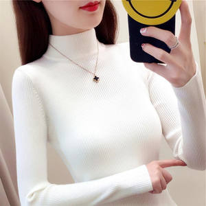 Half turtleneck <b>sweater</b> women's spring and autumn new long-sleeved pullover T-<b>shirt</b> tight bottoming <b>sweater</b> inner top - Product Image 4
