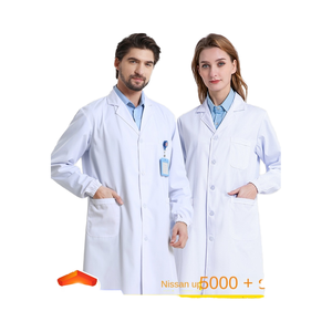 <span class=keywords><strong>Bianco</strong></span> manica lunga Unisex <span class=keywords><strong>camice</strong></span> da laboratorio per infermiere medico studenti universitari-medico uniforme abiti da lavoro stampato Logo - Product Image 1