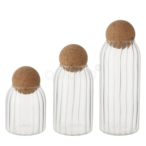 Bocaux de rangement en verre Borosilicate, mets frais, 1 pièce, couvercle en liège, pot de stockage des aliments, bocaux scellés, cadeau de luxe, pour la maison et noël - Product Image 1
