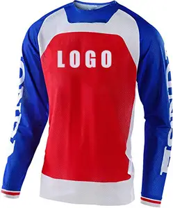 Sublimasi Logo Kustom 100% Poliester Sepeda Kaos Sepeda Lengan Panjang Menuruni Bukit Grosir Jersey Motocross