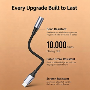 Cable <span class=keywords><strong>Adaptador</strong></span> de Audio Digital Tipo-C <span class=keywords><strong>a</strong></span> Conector para Auriculares de 3.5mm con Cable Trenzado de Nailon y Carcasa de Aleación de Aluminio - Product Image 4