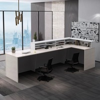 Meubles de bureau commerciaux OEM ODM avec logo, comptoir de réception en forme de L, bureau de réception moderne en bois pour hall d'entrée
