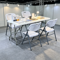 Table pliante en plastique de 6 pieds, table de salle à manger et de pique-nique en acrylique de 6 pieds, surface solide, longue et carrée, pliable