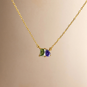 Kalung Batu Kelahiran Ganda 12 Bulan Minimalis EManco, Rantai O Warna Emas Bahan Stainless Steel untuk Pemakaian Sehari-hari Dropshipping - Product Image 4