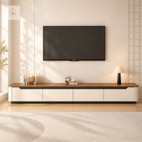 Meuble TV XINGRUO au design architectural, vitrine cintrée, unité murale en bois crème sur mesure, ensemble de rangement pour salon