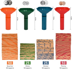 Tubes de tri de pièces de monnaie de tailles variées et enveloppes de pièces de monnaie plates à rayures colorées, 150 enveloppes de pièces de monnaie avec 4 tubes de tri - Product Image 3