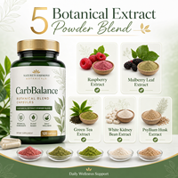 Cápsulas Botánicas Carb Balance con Extracto de Frambuesa, Extracto de Hoja de Morera, Extracto de Té Verde, Extracto de Frijol Blanco
