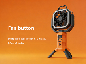 Desktop Foldable <b>Stand</b> <b>Fan</b> with 20000mAh Rechargeable Battery LED Lights 4 Speeds Plastic English for Camping & Picnics - Product Image 5