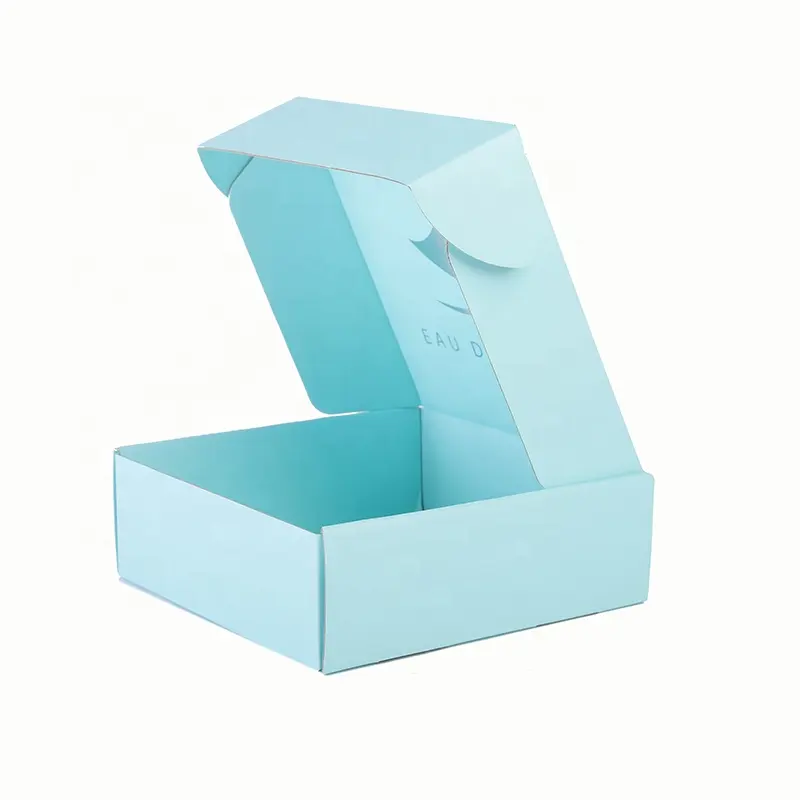 Cajas de cartón con logotipo personalizado, conjunto de cosméticos azul, envío por correo, cuidado de la piel, embalaje corrugado