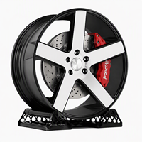 Jantes en aluminium forgé noir avec ligne argentée, design concave à rayons profonds, ajustement universel 18-26 pouces 5x120/130
