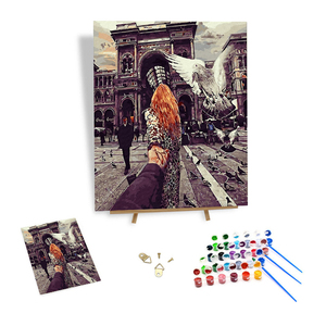 Pittura a olio fai da te di numeri Art Building tenere le <span class=keywords><strong>mani</strong></span> immagine 3d pittura di numeri ritratto donna - Product Image 1
