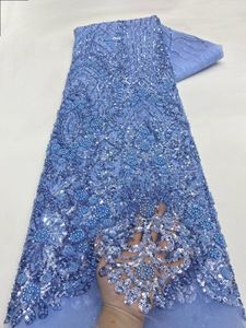 Tissu en dentelle française blanc brodé de perles et de sequins pour robes de mariée, prix de gros usine, idéal pour les femmes nigérianes - Product Image 6