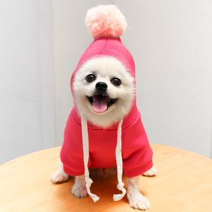 Gorro con Pompones en 3 Colores para Perro, Sudadera con Capucha Cálida para Invierno, Gorro con Bola de Pompones <span class=keywords><strong>Grande</strong></span> y Esponjosa, Ropa para Perro de Dos Patas para Pomerania y <span class=keywords><strong>Chihuahua</strong></span> - Product Image 4