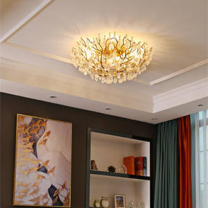 Hôtel de mariage de haute qualité Luxueux or laiton branche cristal goutte de pluie lustre de plafond moderne - Product Image 2