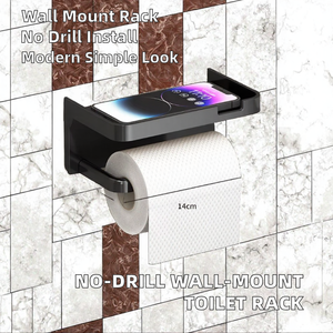 Modern Plastic Rectangular <b>Toilet</b> <b>Roll</b> <b>Holder</b> No Perforation <b>Wall</b> <b>Mount</b> Bathroom Tissue Rack For Home Hotel - Product Image 2