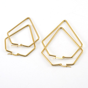 ZOGXIN Geometric Hoop Earrings Gold 50x55mm 60x67mm Stainless Steel Fashion Jewelry - Product Image 4