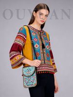 Tas Selempang Wanita Mewah Bordir Manik-Manik Bohemian Buatan Tangan dengan Batu Permata Turquoise untuk Festival dan Pesta
