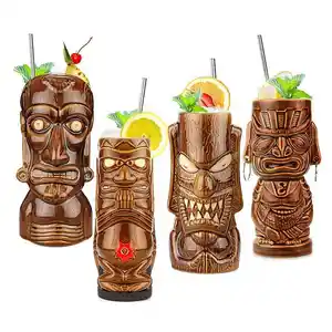 Custom Outdoor Tiki Cocktail Glass Bar Decor Wholesale Tiki Glasses Mugs Cocktail Juice Tiki Glasses