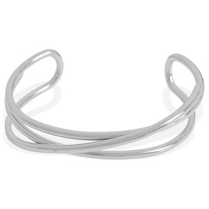 กำไลข้อมือแฟชั่นรูปกากบาท ไทเทเนียมสตีล ดีไซน์เปิด เครื่องประดับผู้หญิง สีเงิน สีทอง - Product Image 5